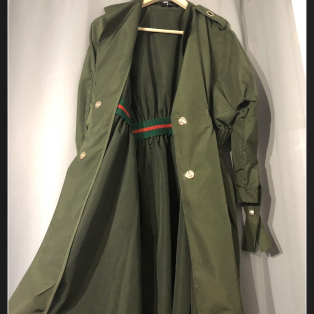Olive Gunner Mid Trench Coat